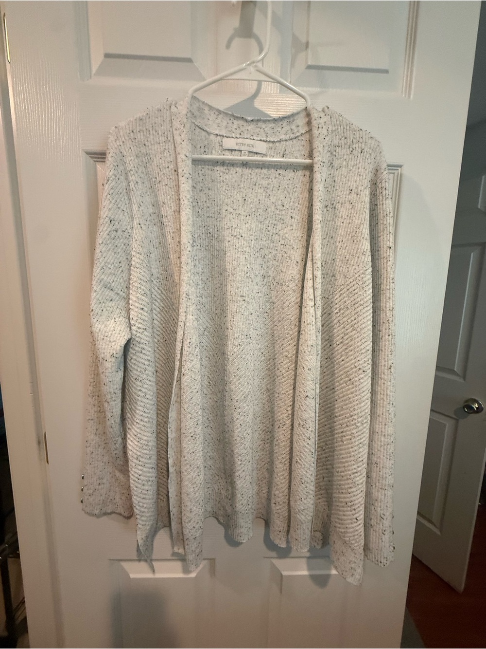 Verve Ami Oatmeal Open Front Ribbed Cardigan Sweater Duster Women’s 2X